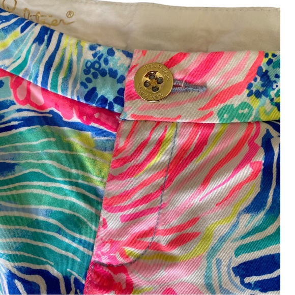 Lilly Pulitzer The buttercup stretch scalloped hem pink & blue shell print sz 00 - Picture 7 of 11